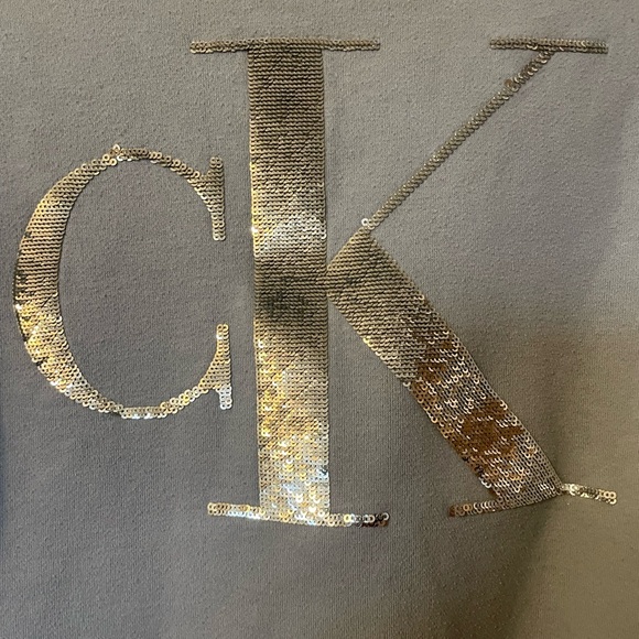 Calvin Klein Jeans Sky Blue Sweatshirt with Metallic Logo - Picture 2 of 6